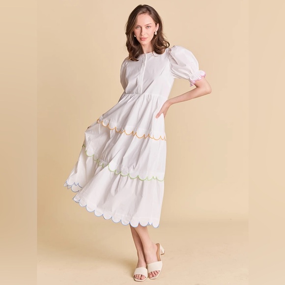English Factory Scalloped Midi Dress - Picture 1 of 11